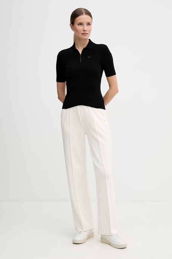 Lacoste Pletena polo majica ženska z viskozo AF2572 črna SS26