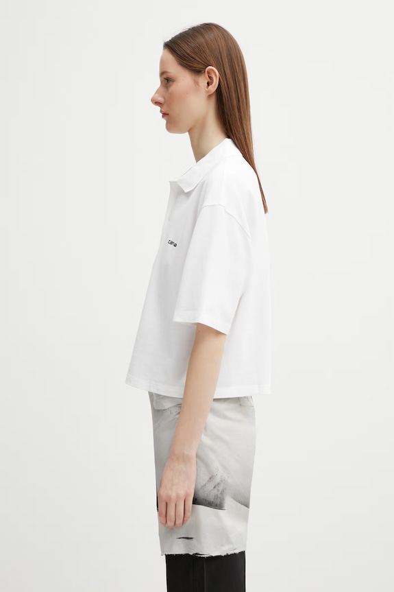 Carhartt WIP W' S/S Carhartt Script Polo TS bawełniane damskie I034553.00AXX biały SS26
