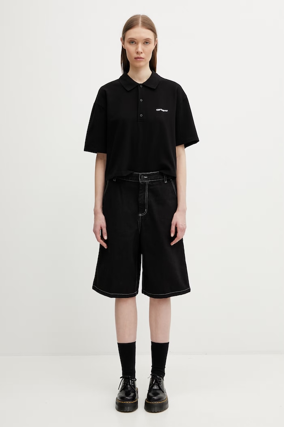 Carhartt WIP W' S/S Carhartt Script Polo TS polo bawełniane damskie I034553.0D2XX czarny