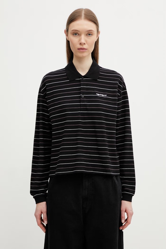 Carhartt WIP longsleeve damski bawełniany W' L/S Mabel Polo czarny I036354.3O1XX