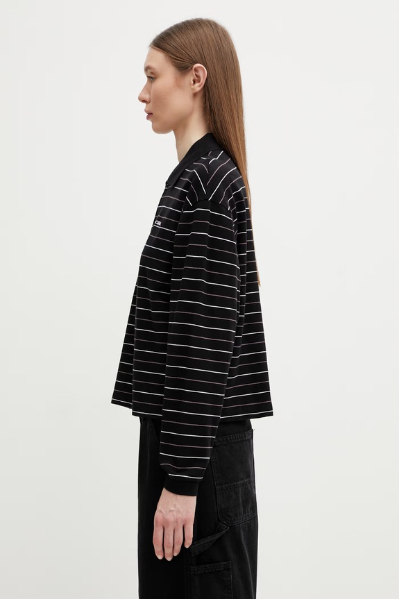 Carhartt WIP longsleeve damski bawełniany W' L/S Mabel Polo I036354.3O1XX czarny SS26