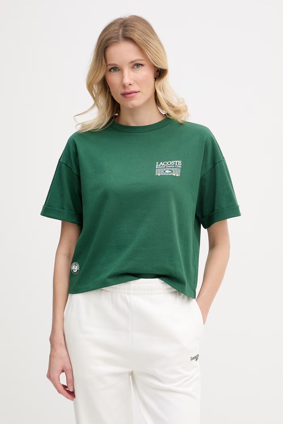 Îmbrăcăminte Lacoste tricou pentru femei, din bumbac TF0585 verde