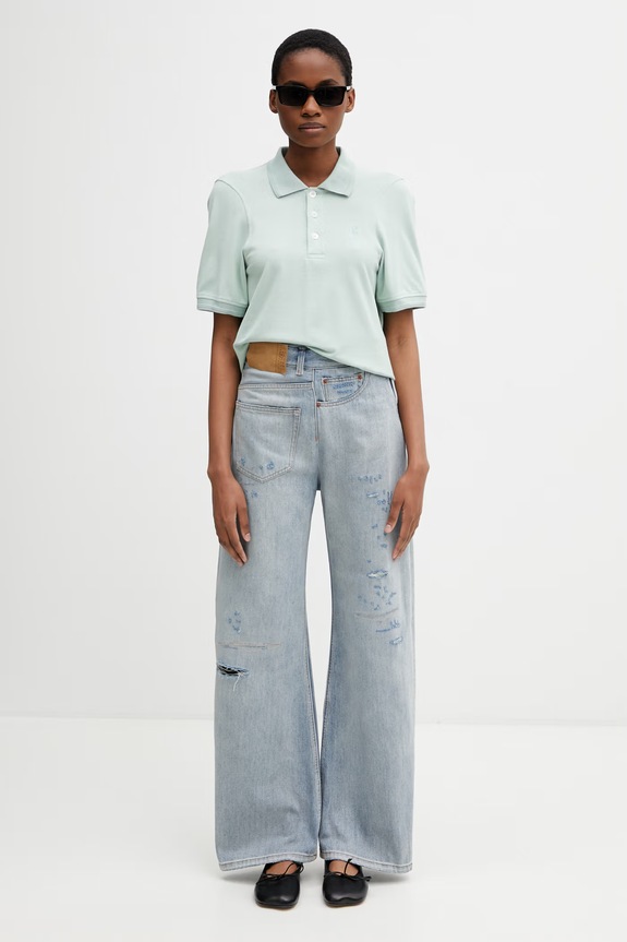 MM6 Maison Margiela polo din bumbac pentru femei S62GL0034.M20220 verde