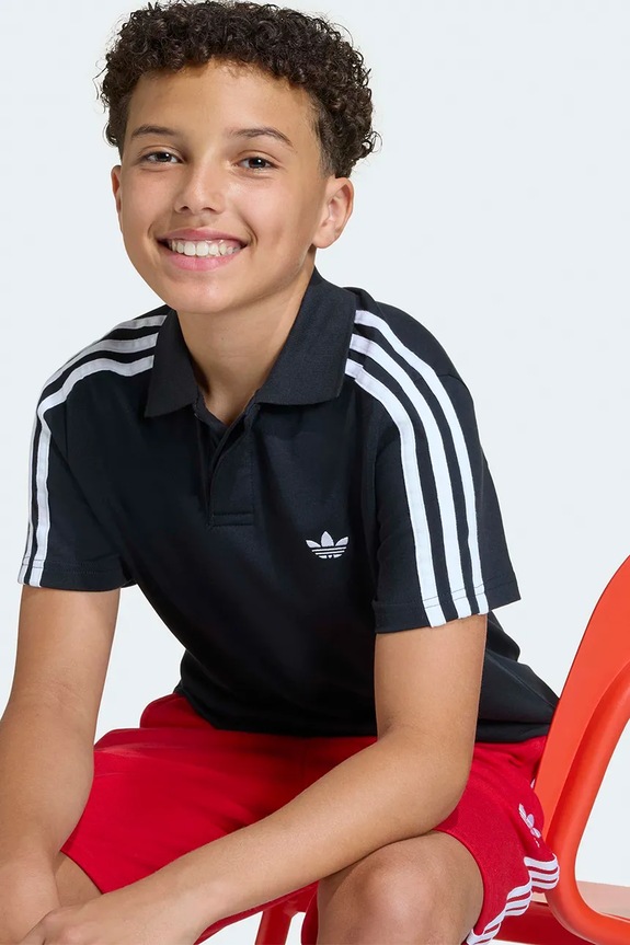 Detská bavlnená polokošeľa adidas Originals KE2952 čierna