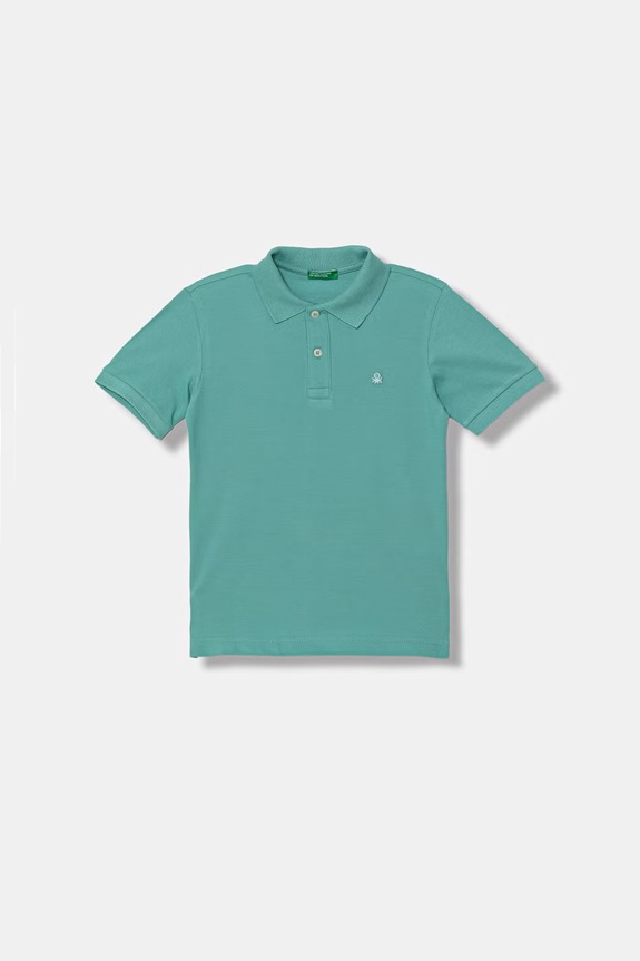 United Colors of Benetton polo pentru copii, din bumbac turcoaz 3089C300Q.G.Stagionale