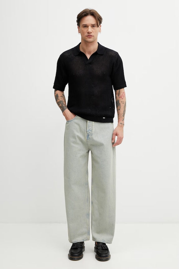 BEVERLY polo swetrowe z bawełną męskie MLM100725.01 czarny