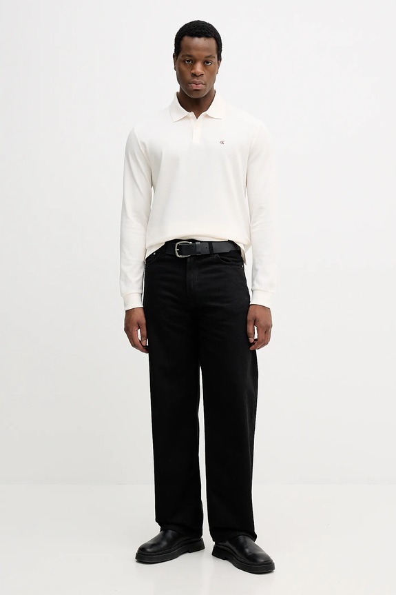 Βαμβακερή μπλούζα με μακριά μανίκια Calvin Klein Jeans LV04RE201G μπεζ SS26