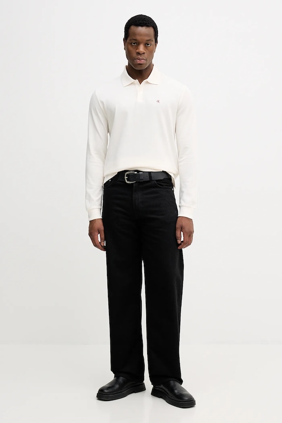 Βαμβακερή μπλούζα με μακριά μανίκια Calvin Klein Jeans LV04RE201G μπεζ SS26