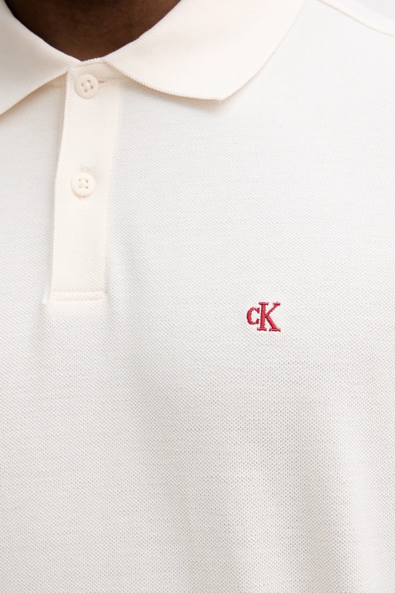 Βαμβακερή μπλούζα με μακριά μανίκια Calvin Klein Jeans LV04RE201G μπεζ