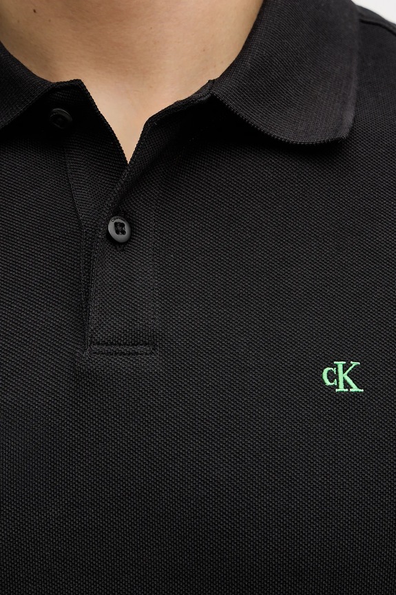 Βαμβακερή μπλούζα με μακριά μανίκια Calvin Klein Jeans LV04RE201G μαύρο
