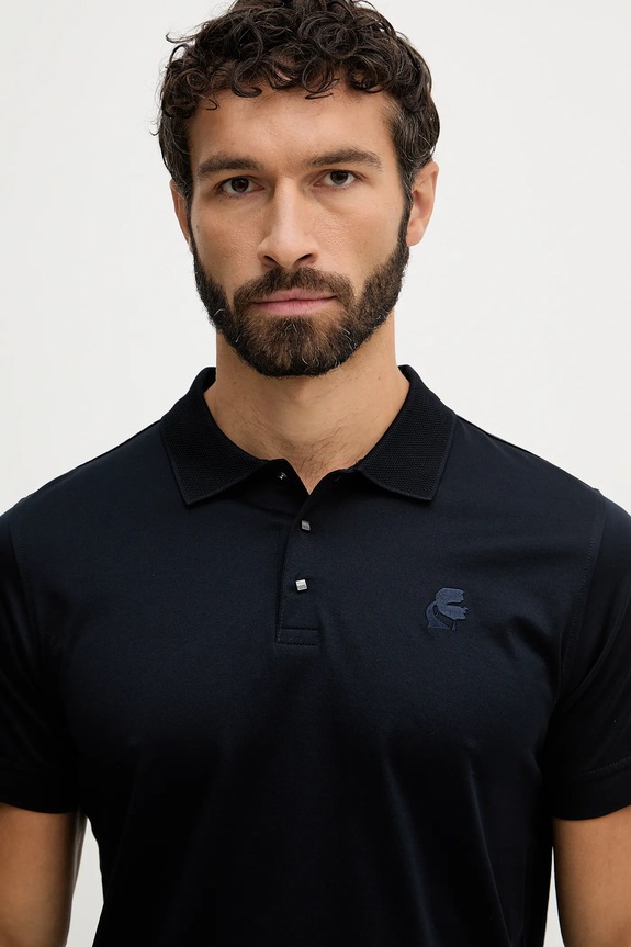 Bavlnené polo tričko Karl Lagerfeld tmavomodrá 561200.745000