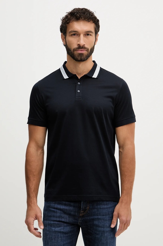 Bavlnené polo tričko Karl Lagerfeld jednofarebný tmavomodrá 561200.745001