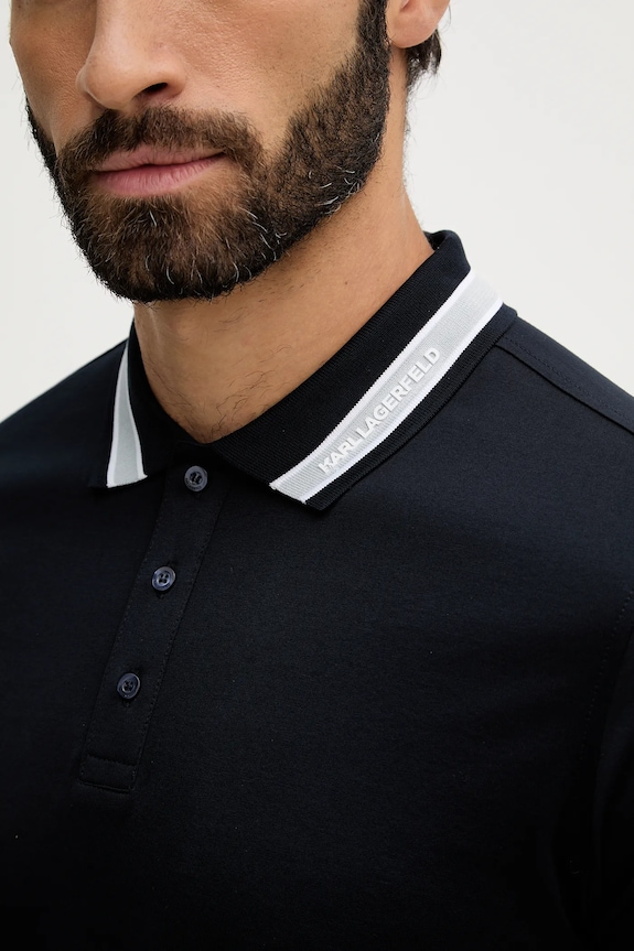 Bavlnené polo tričko Karl Lagerfeld tmavomodrá 561200.745001