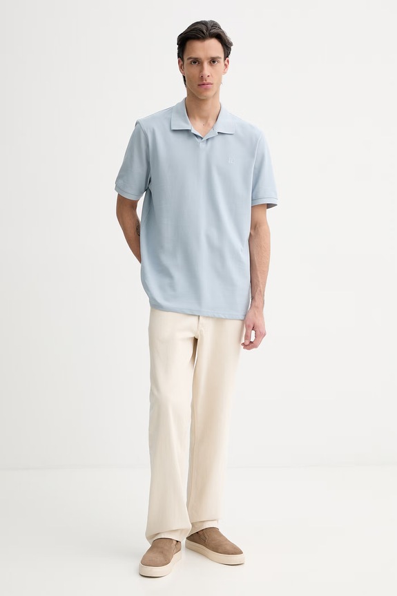 Les Deux polo bawełniane Pique 1001299 niebieski SS26