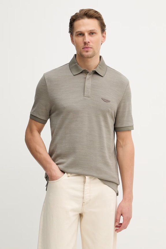 BOSS polo z dodatkiem wełny C-Prout 242_AM regular zielony 50553789