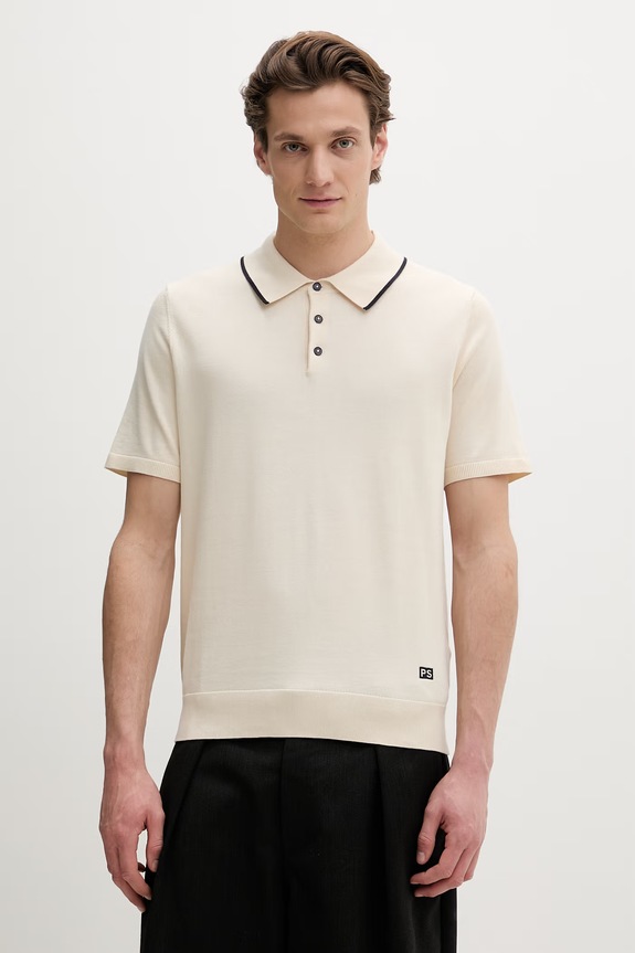 PS Paul Smith polo pentru bărbați, din bumbac bej M2R.818Z.V22594