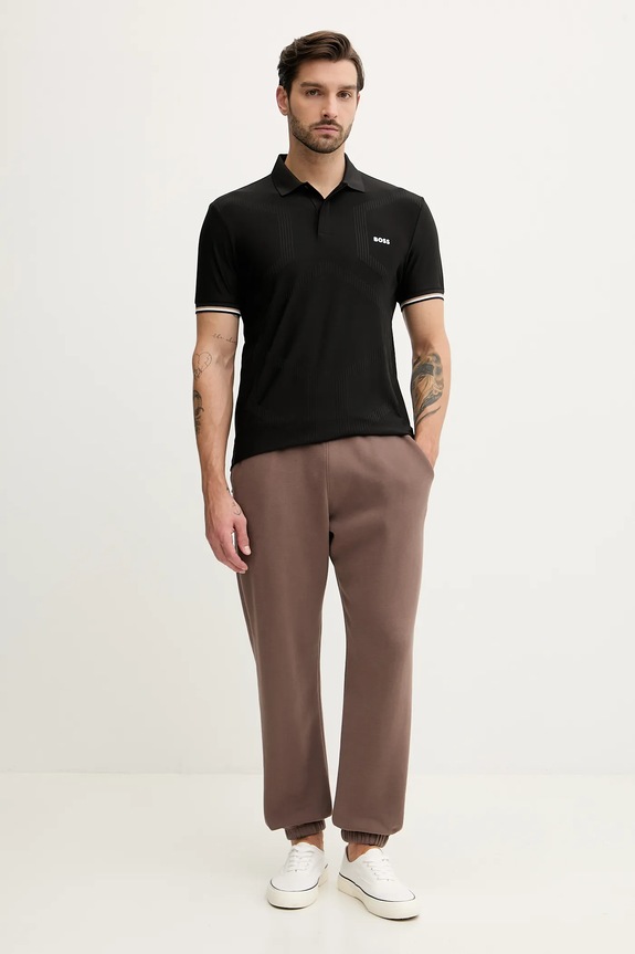 BOSS Green tricou polo PL_GOC Chip Hexa 50554561 negru SS26