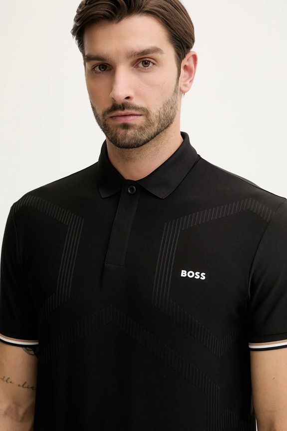 BOSS Green tricou polo PL_GOC Chip Hexa negru 50554561