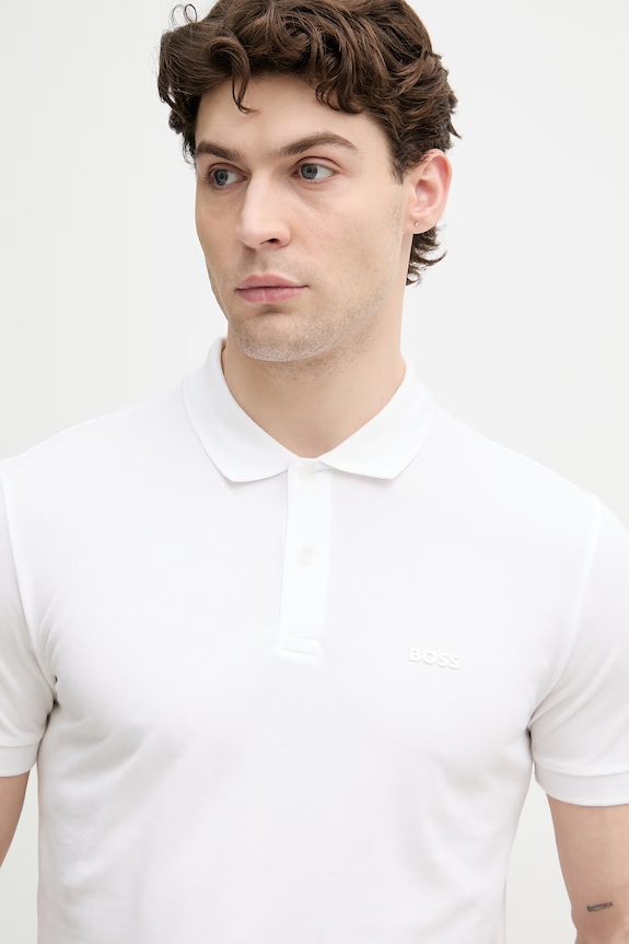 BOSS Green polo bărbați bumbac Pio 1 alb 50554574