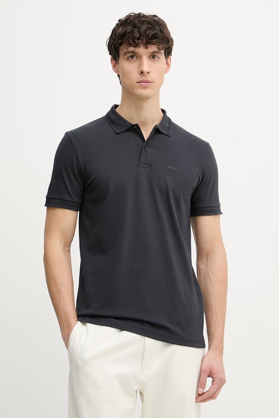 BOSS Green polo masculin din bumbac Pio 1 bleumarin 50554574