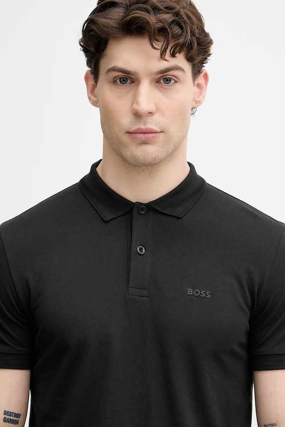 BOSS Green polo bărbați din bumbac Pio 1 negru 50554574