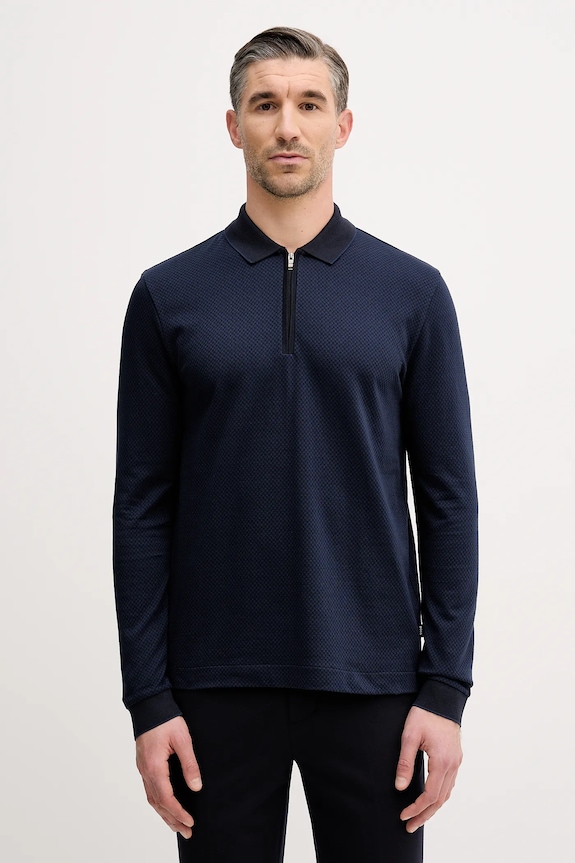 Хлопковый лонгслив BOSS H-Peduzzi 06 regular тёмно-синий 50549583