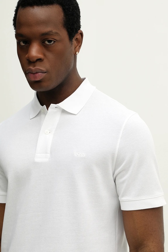 BOSS polo tričko pánske bavlnené Pallas biela 50553564