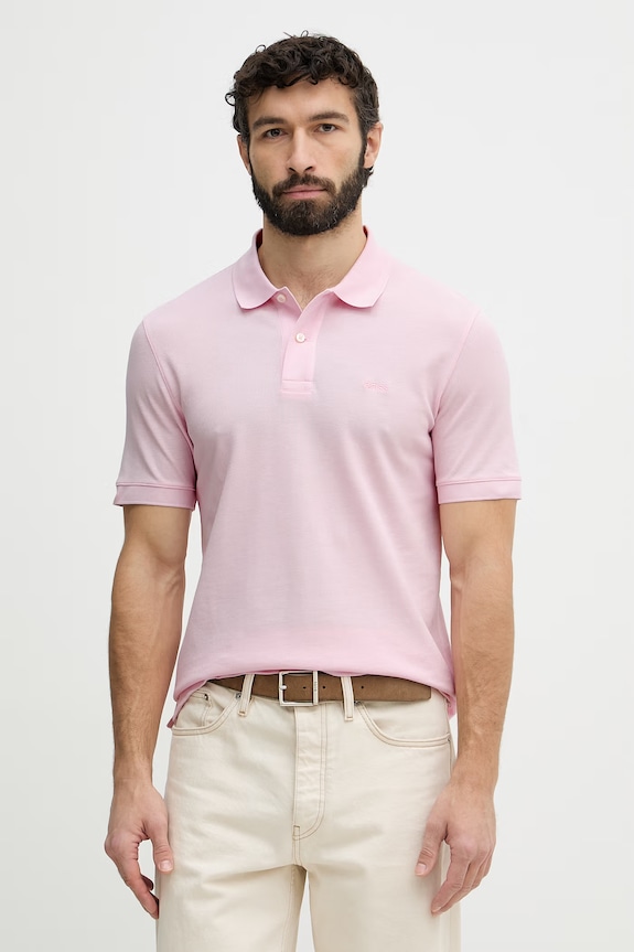 BOSS polo bărbați din bumbac Pallas roz 50553564