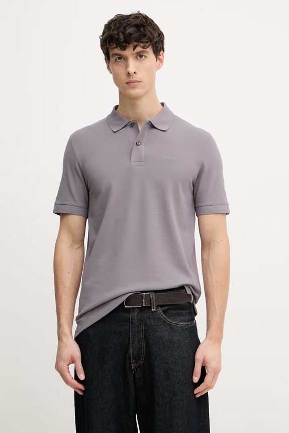 BOSS polo tričko pánske bavlnené Pallas fialová 50553564