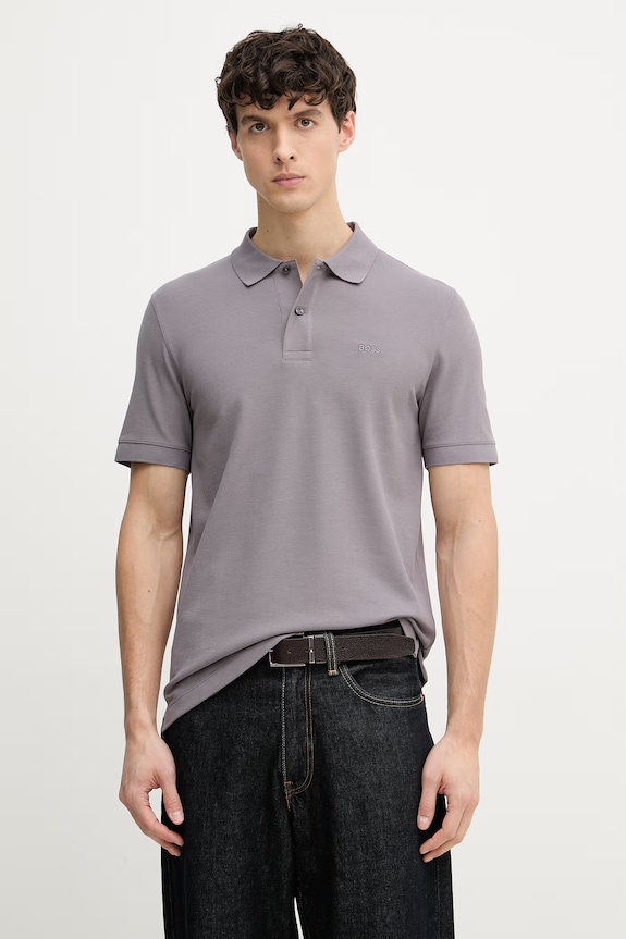 BOSS polo tričko pánske bavlnené Pallas fialová 50553564