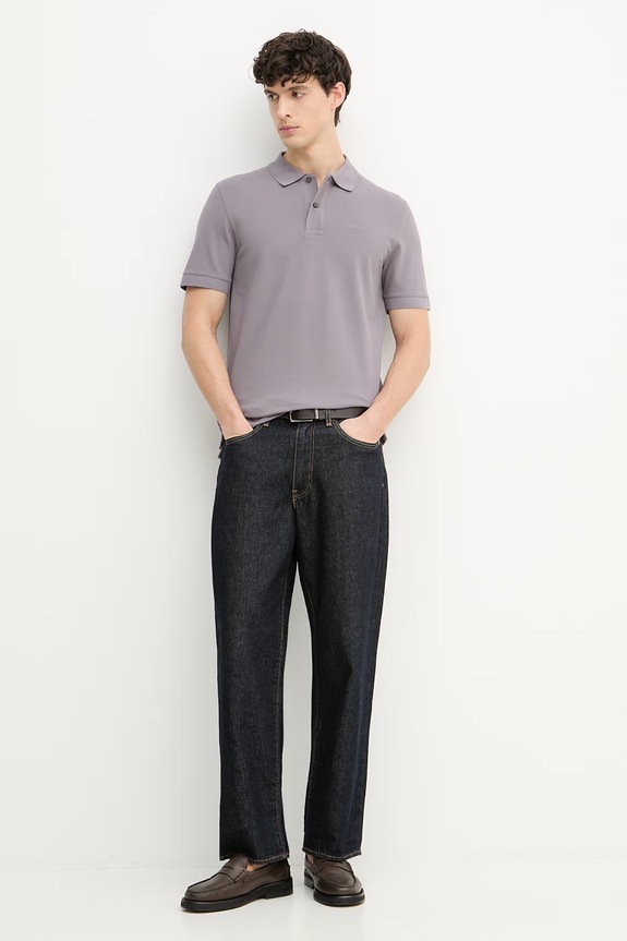 BOSS polo tričko pánske bavlnené Pallas 50553564 fialová SS26