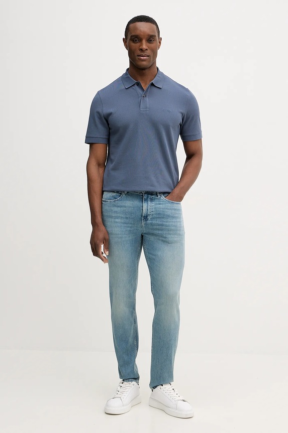 BOSS polo bărbați de bumbac Pallas 50553564 albastru SS26