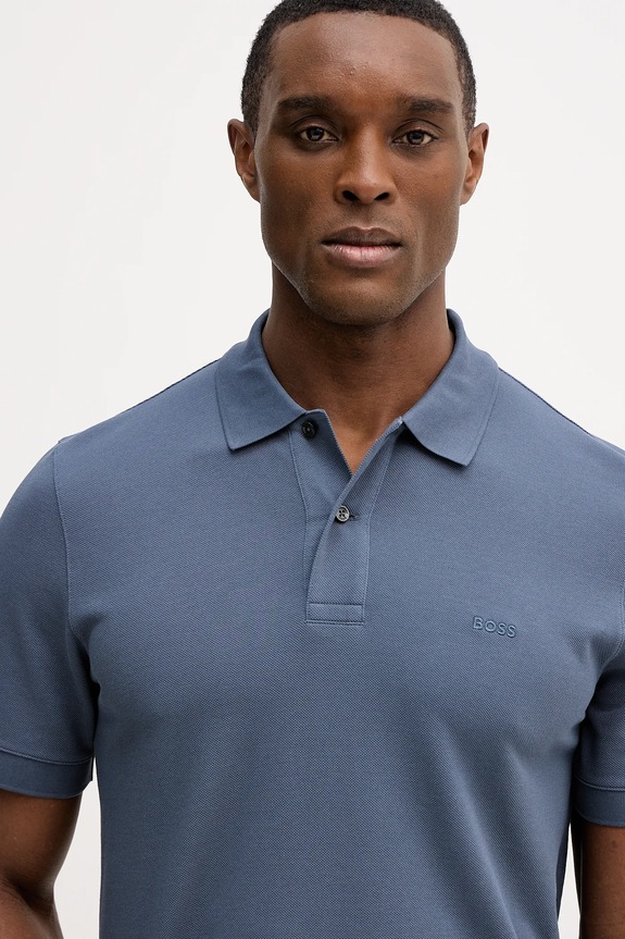 BOSS polo bărbați de bumbac Pallas albastru 50553564