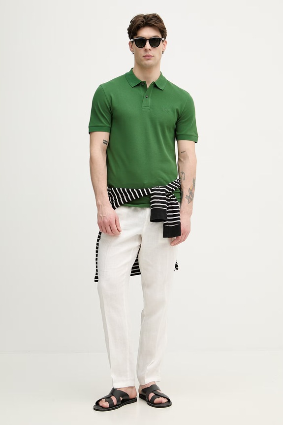 BOSS polo tričko pánske bavlnené Pallas 50553564 zelená SS26