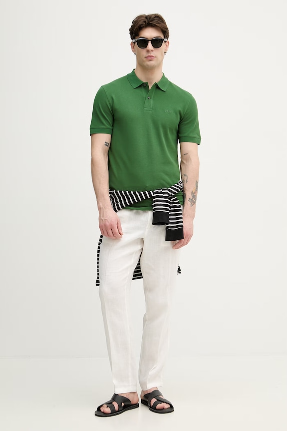 BOSS polo tričko pánske bavlnené Pallas 50553564 zelená SS26