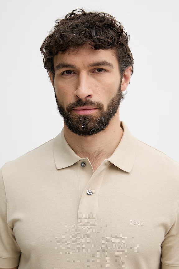 BOSS polo tričko pánske bavlnené Pallas béžová 50553564