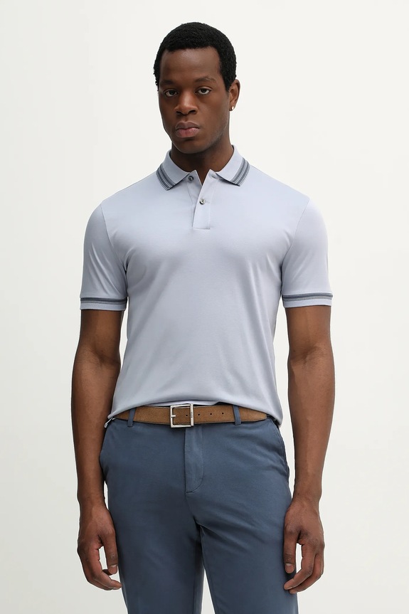BOSS polo bawełniane H-Phillipson 202 bawełna niebieski 50554529