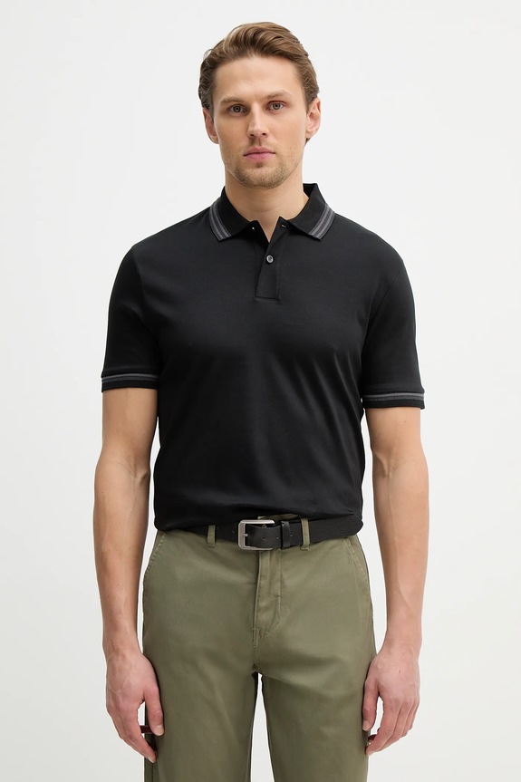 BOSS polo de bumbac H-Phillipson 202 regular negru 50554529