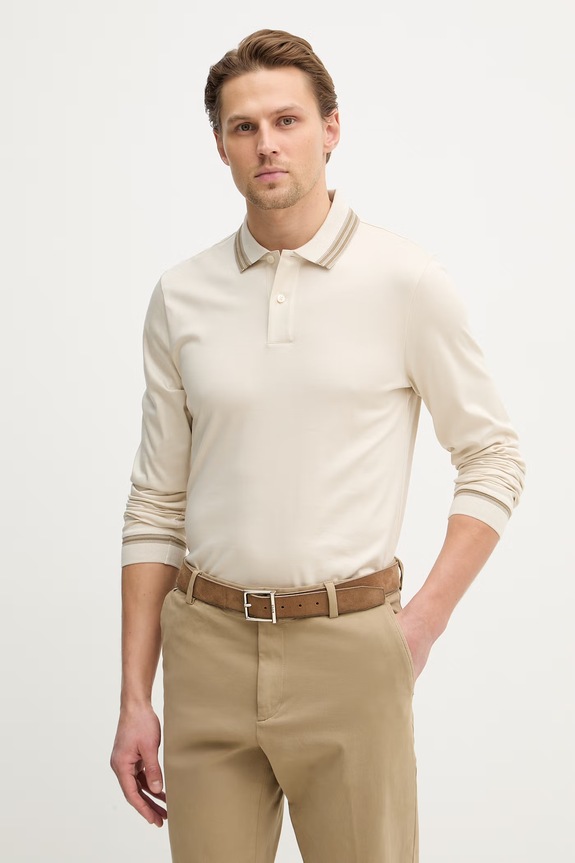 BOSS longsleeve din bumbac H-Pleins 202 uni bej 50554530
