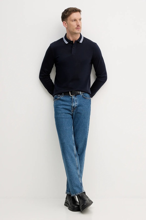 BOSS top a maniche lunghe in cotone H-Pleins 202 50554530 blu navy SS26