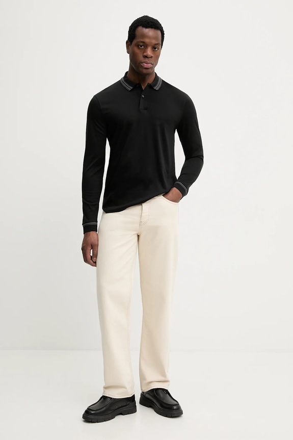 BOSS top a maniche lunghe in cotone H-Pleins 202 50554530 nero SS26