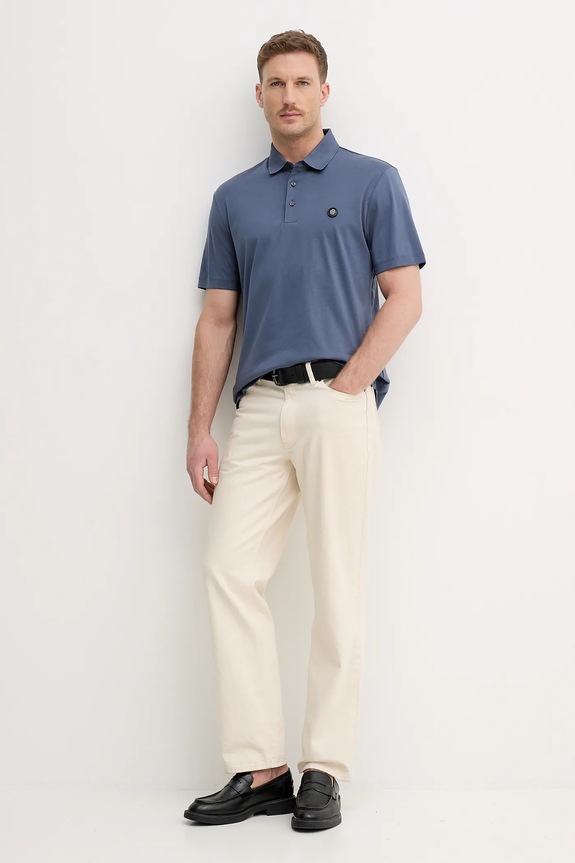 Βαμβακερό μπλουζάκι πόλο BOSS Arti253X 50555829 μπλε SS26