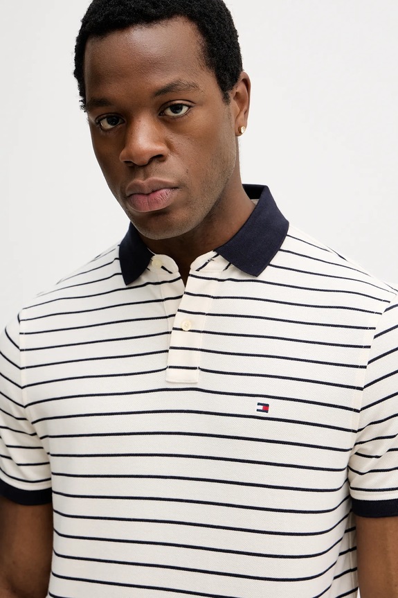 Tommy Hilfiger polo męskie bawełniane z elastanem beżowy MW0MW17770.