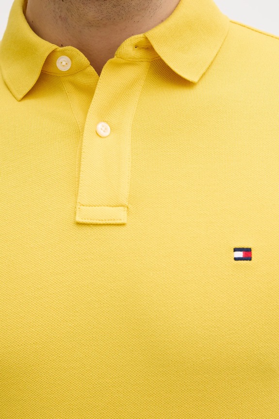 Tommy Hilfiger polo męskie bawełniane z elastanem MW0MW17770. żółty
