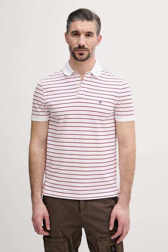 Tommy Hilfiger polo męskie bawełniane z elastanem czerwony MW0MW17770.