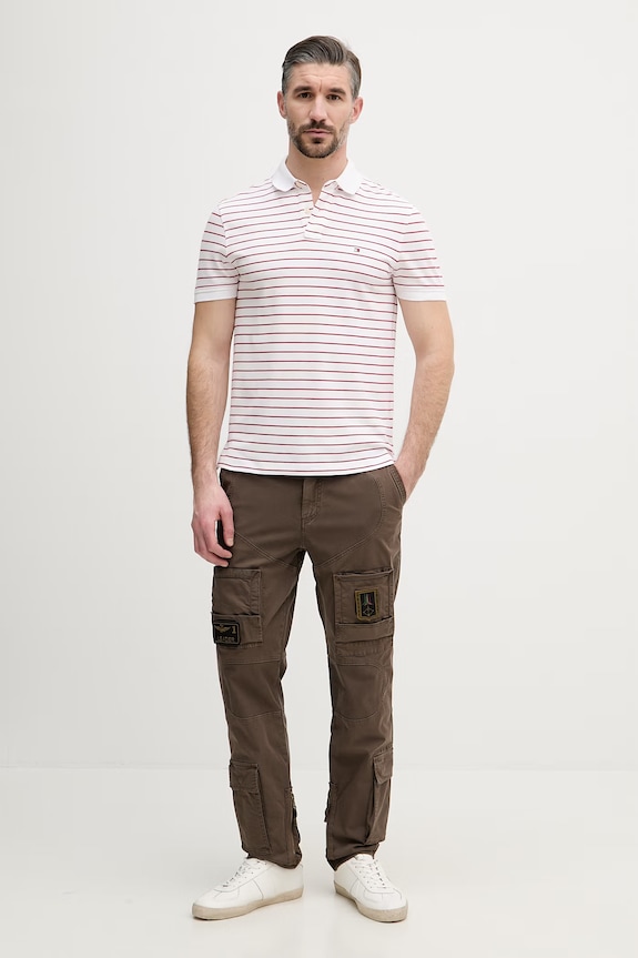 Tommy Hilfiger polo męskie bawełniane z elastanem MW0MW17770. czerwony SS26