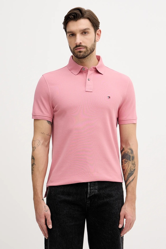 Tommy Hilfiger polo męskie bawełniane z elastanem wzorzyste różowy MW0MW17770.
