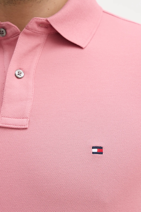 Tommy Hilfiger polo męskie bawełniane z elastanem MW0MW17770. różowy