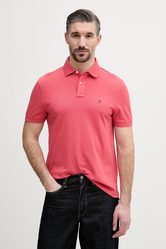 Tommy Hilfiger polo męskie bawełniane z elastanem różowy MW0MW17770.