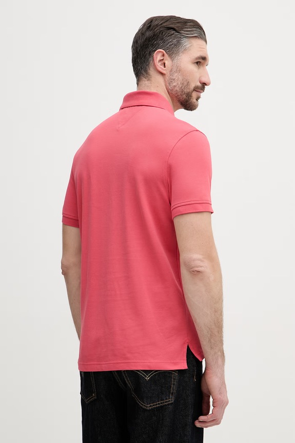 Odzież Tommy Hilfiger polo męskie bawełniane z elastanem MW0MW17770. różowy